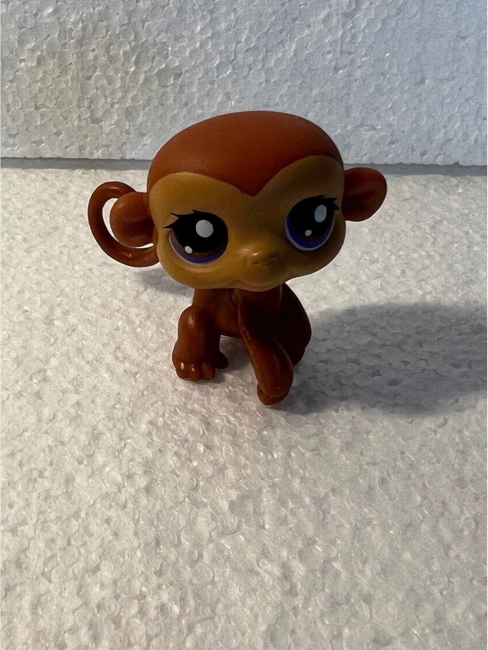 Littlest Pet Shop LPS Monkey #189 Brown Tan Purple Eyes Bobble Head G1
